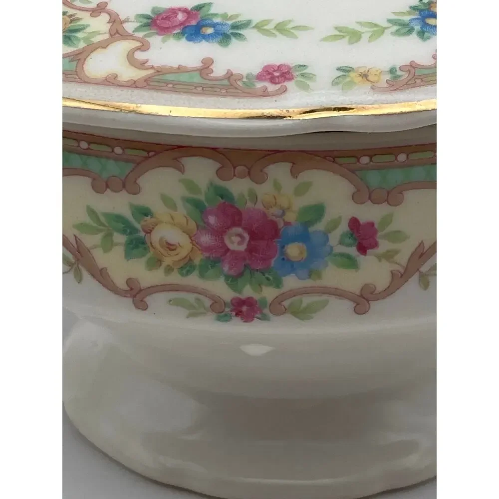 Vintage 1920's-1930's Mildred Pattern Mount Clemens Gold Rim Sugar bowl with Lid